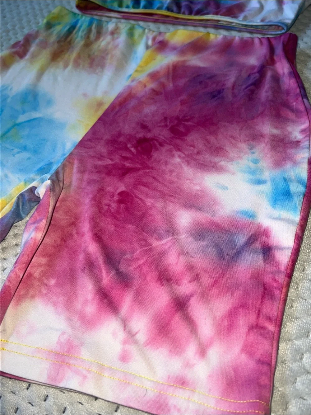 Tie Dye 2-Piece Crop Top & High-Waisted Biker Shorts Set | Medium